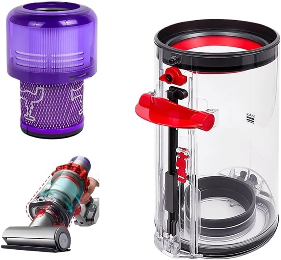 Upgraded Canister Replacement for Compatible for Dyson V11 V15 SV14 SV15 SV22 Vacuum Cleaner Dust Bin with HEPA Filter Spare Part Dust Bucket(1pc Dust Bin)