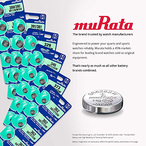 Murata 377 Battery SR626SW 1.55V Silver Oxide Watch Button Cell (100 Batteries) - Thumbnail 5