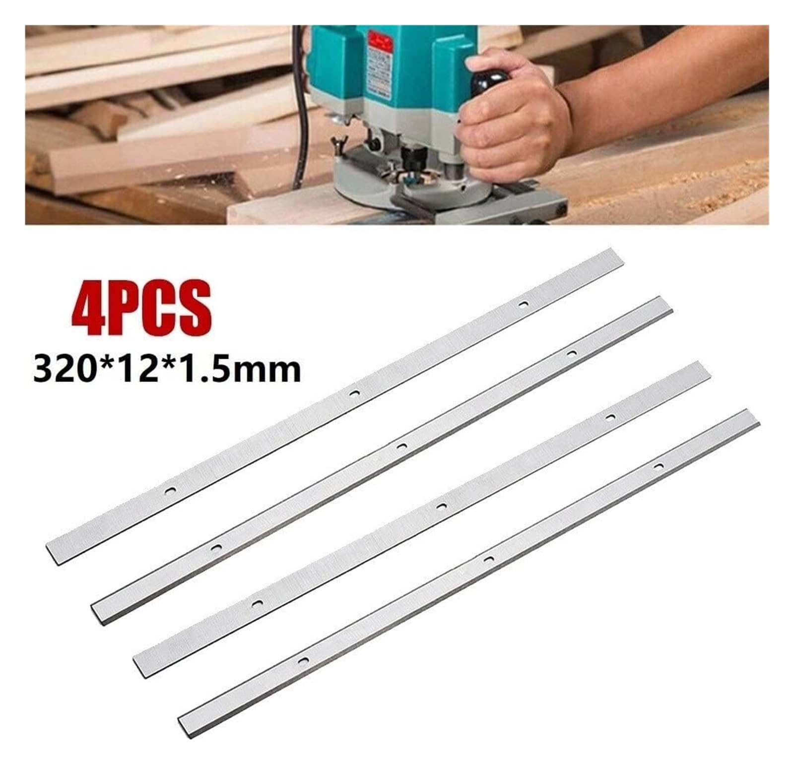 Cuchillas for cepilladora, 4 piezas, 320 mm, cuchilla for cepilladora de madera HSS, cuchilla reversible for cepilladora eléctrica TP305 TP400LS 22-565 22-560