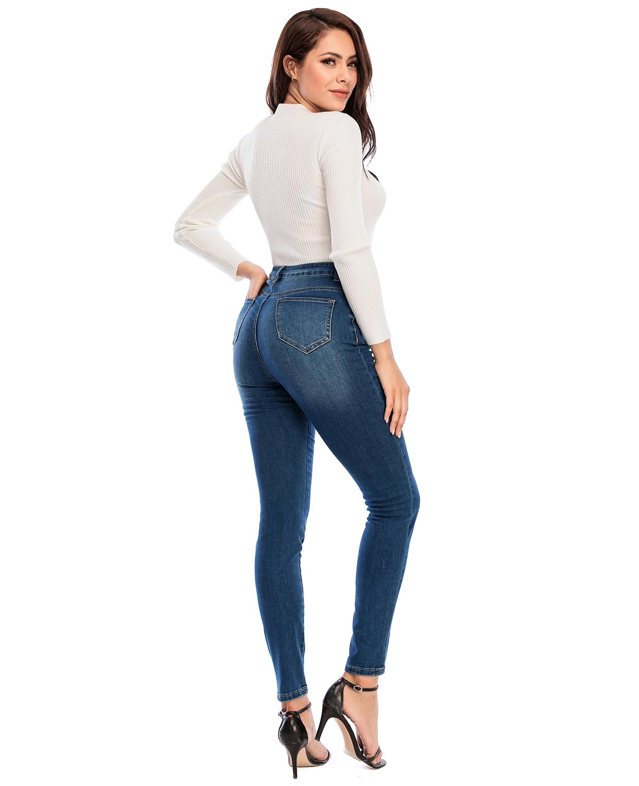 Ecupper Vaqueros Skinny Fit para Mujer, Vaqueros Slim de Cintura Alta, Vaqueros Estirables para Mujer