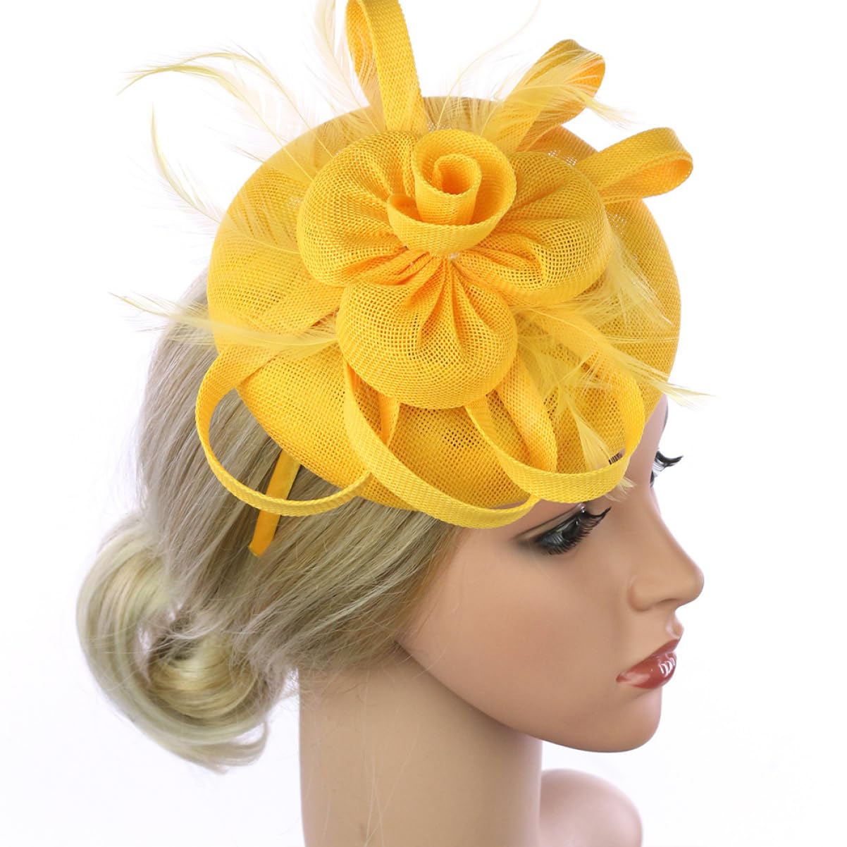 Didiseaon 2 Piezas Horquilla Con Diadema De Decoración Floral Banda De Pelo De Flores Diademas Para Niñas Diadema De Maquillaje Sombrero De Copa Pluma Lino De Imitación