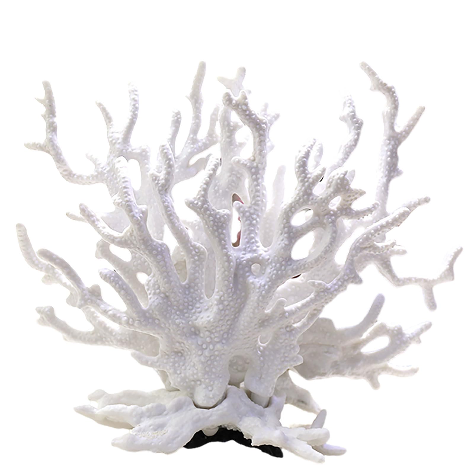 COYOUCO Decoraciones realistas de Coral de Acuario, Adornos de Coral de Resina, decoración de Coral de Acuario para decoración de Acuario de pecera,Blanco