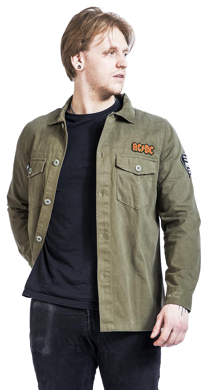 AC/DC Amplified Collection - Military Shirt - Shacket Männer Langarmhemd Khaki
