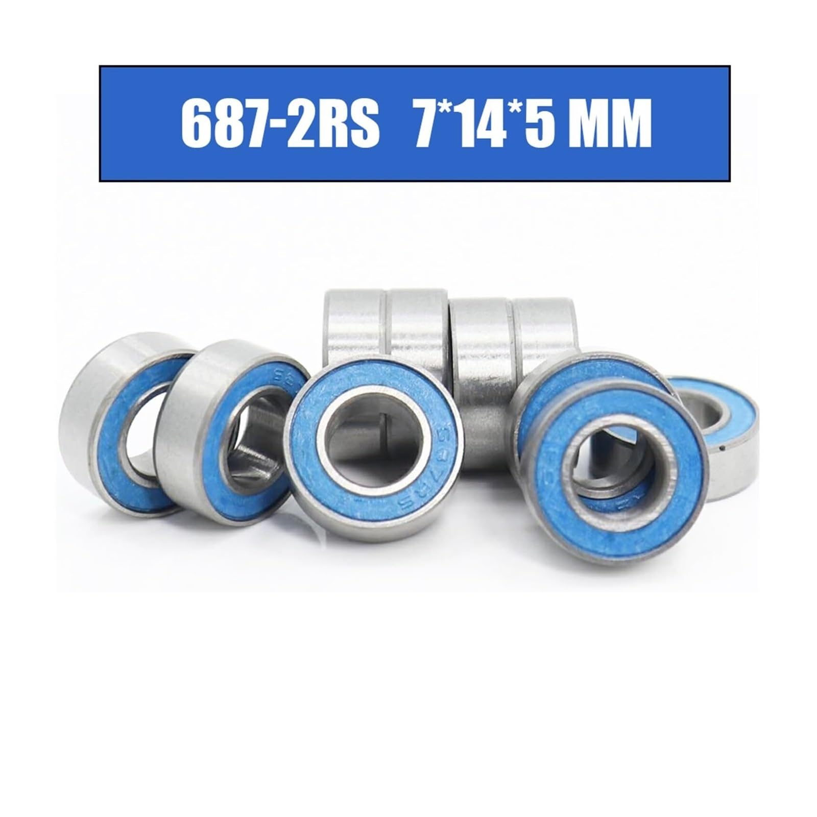 Zestaw łożysk, 687RS łożysko 10 sztuk 7x14x5 Mm ABEC-3 Hobby elektryczny zdalnie sterowany samochód ciężarówka 687 RS 2RS łożyska kulkowe 687-2RS niebieskie uszczelnione