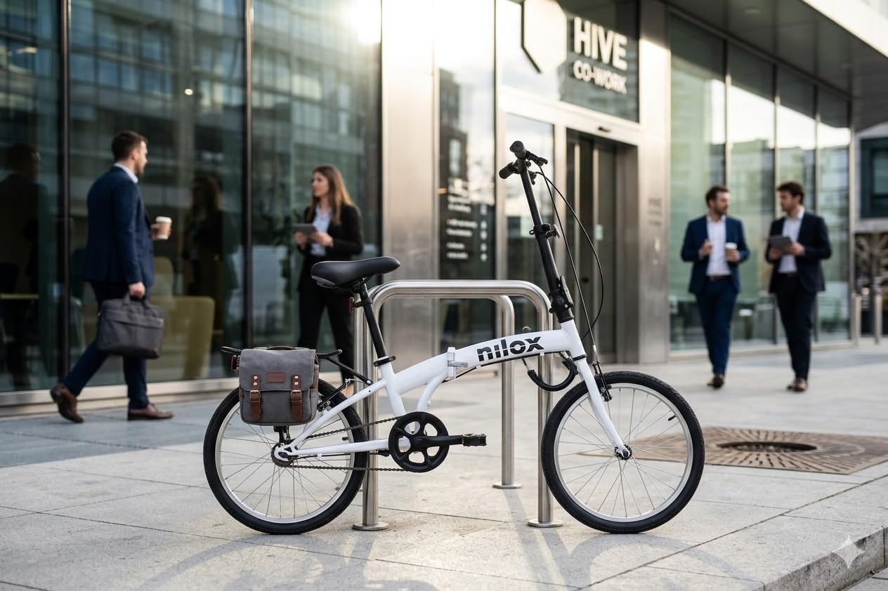 Nilox - Bike X0 - Klapprad - Einfach zu Transportieren - Modernes Design - Mit Mattem Stahlrahmen - Leichtes Fahrrad, 12 kg Gewicht - Mit 20" Alufelgen