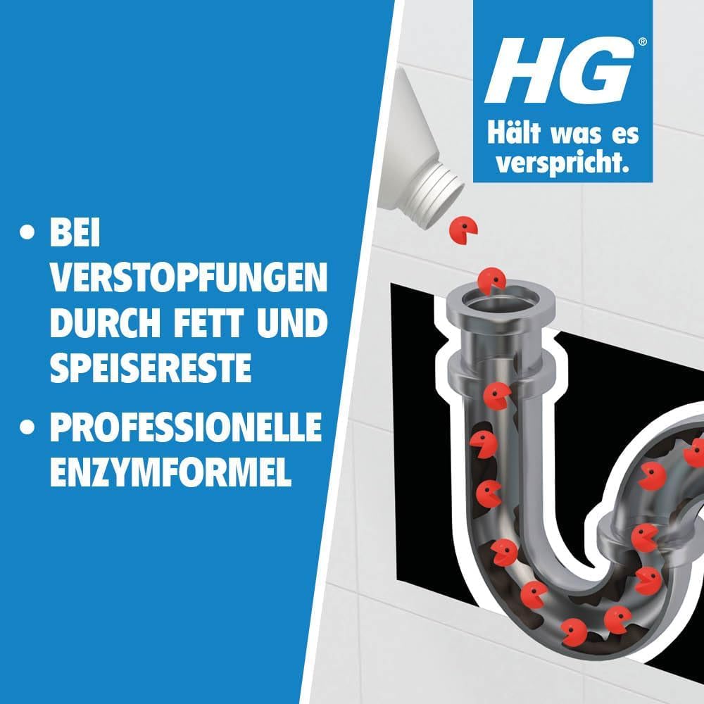 HG Küchen Rohrfrei – Abflussreiniger speziell für Küchenabflüsse – Fettlösend – 6er Set