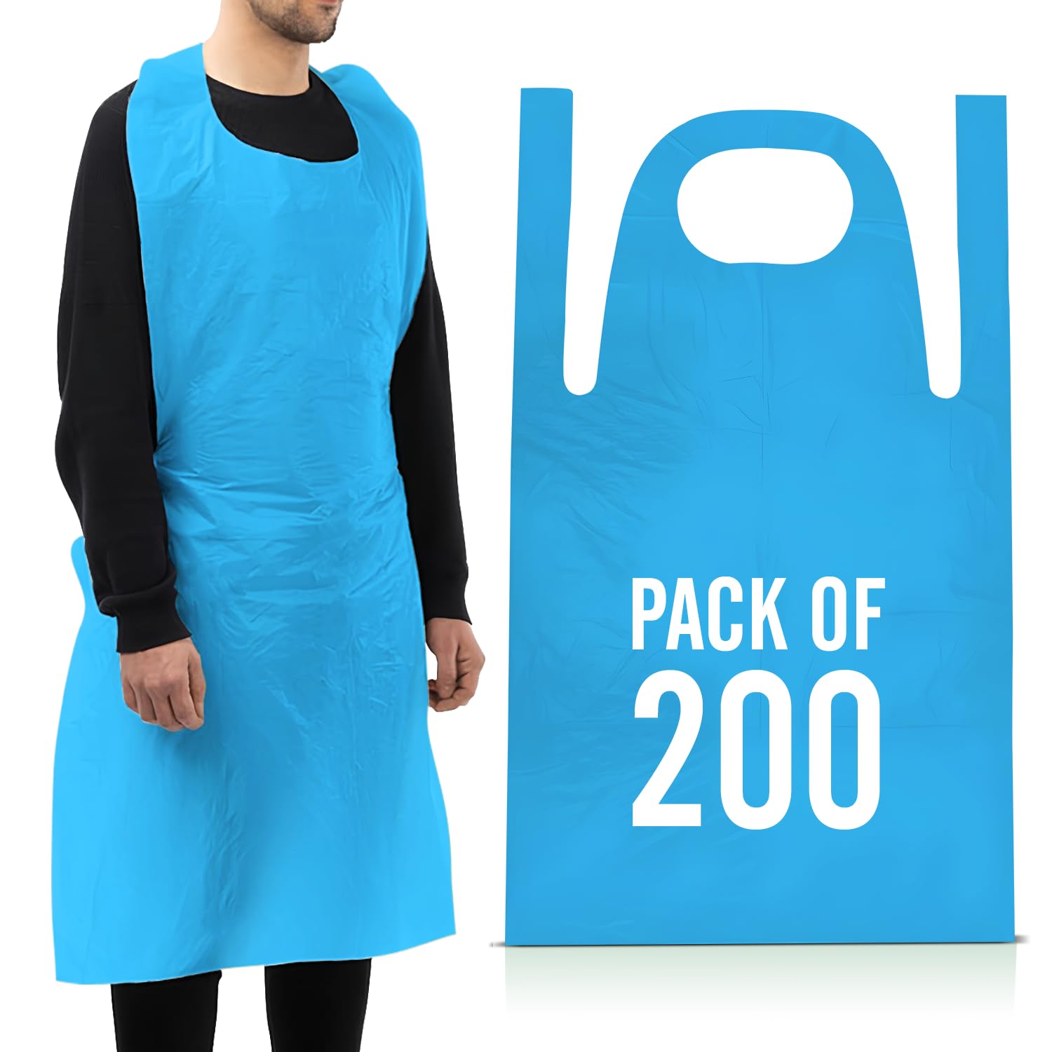 Rap Gloves Blue Multipurpose Disposable Aprons Roll & Flat Pack – Strong, Comfortable & Waterproof – Perfect For Catering, Hospitality, Clinics & Workplace Protect (200, Roll Pack)