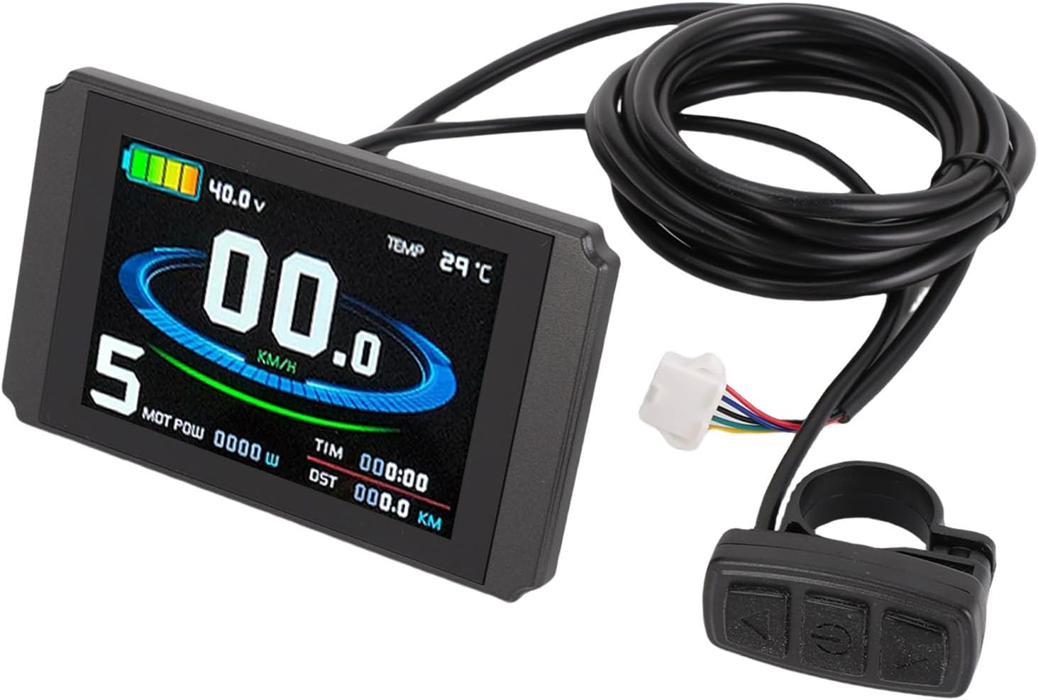 Electric Bike LCD Display, Electric LCD Display Scooter Colorful Control Panel, Computer with SM Cable for Mountain Bike