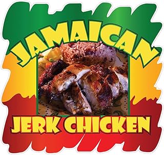 Die-Cut Sticker Multiple Sizes Jamaican Jerk Chicken Style B Restaurant & Food Jamaican Indoor Decal Concession Sign Brown 18in Longest Side