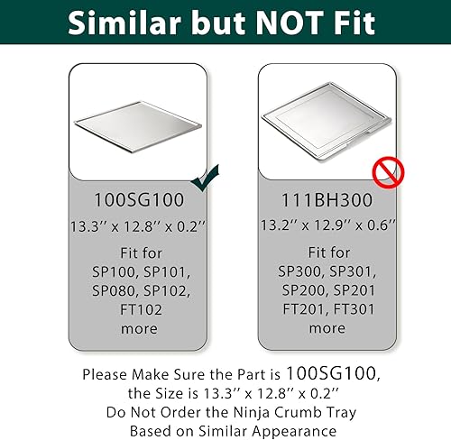 Miniatura 6 de SP101 Bandeja de migas Piezas de repuesto para Ninja Foodi Digital Air Fry Horno Bandeja de migas 304 Acero inoxidable SP100 SP080 FT102CO SP101C