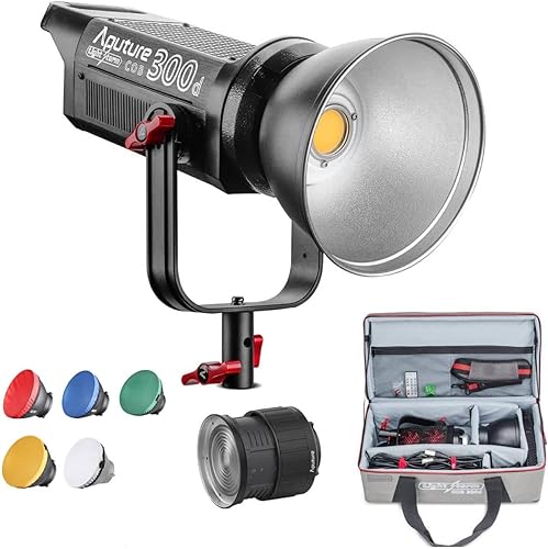 Aputure COB 300D LS C300D Luz diurna equilibrada con soporte de lente Aputure Fresnel 2X para alcanzar 78000