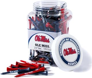 Team Golf NCAA Ole Miss Rebels Jar of 175 Golf Tees 2-3/4" Golf Tees, 175 Pack, Regulation Size, Multi Team Colors