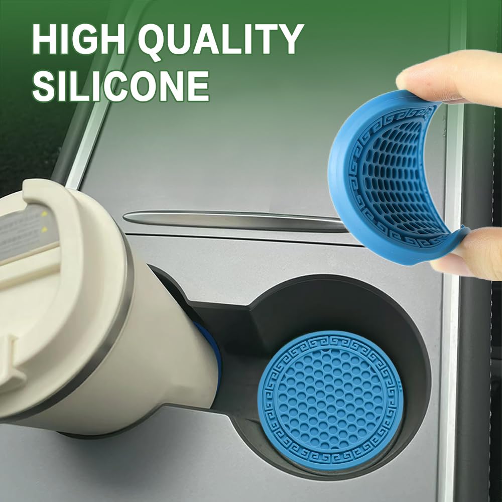 4PCS Car Cup Coaster Universal Auto Non-Slip Cup Holder Flexible Silicone Car Cup Pad Durable Grid Car Cup — view 6