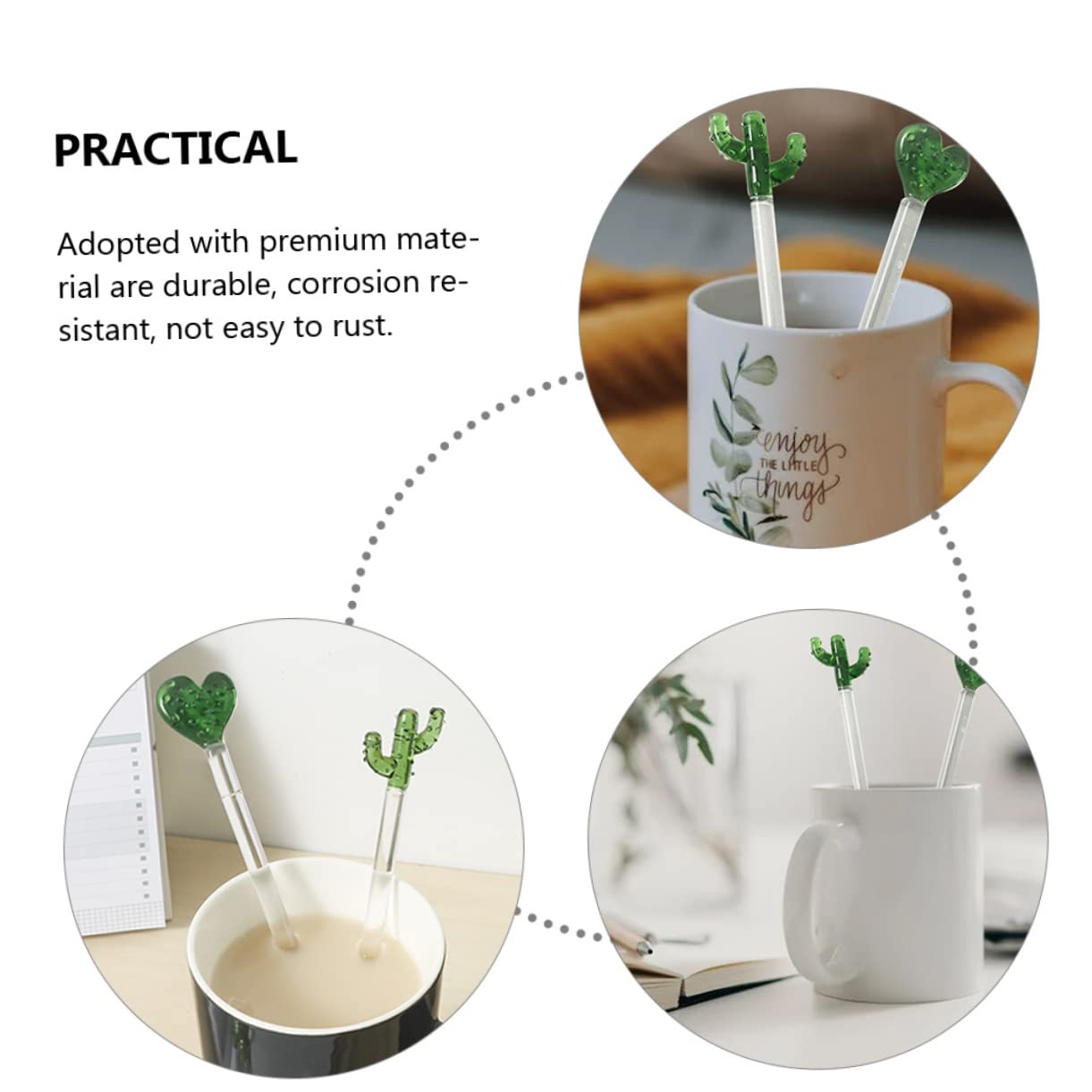 PRETYZOOM 5 Juegos Batidor De Cactus Agitadores De Bebidas Vaso De Bebida Cocteles Agitador De Cócteles Dispensador De Bebidas Aperitivo Grifo Transparent Vidrio Reutilizable 2 Piezas * 5