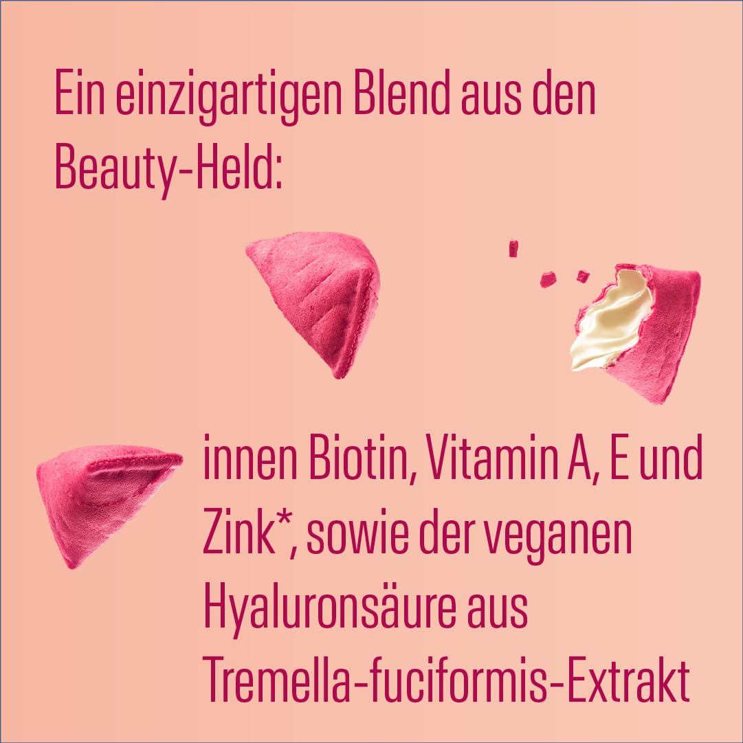 Biogena Moments Beauty Bites - 10er-Pack - Weiße Kokosmandelcreme Vegane Snacks, Gluten- und Palmölfrei, mit Vitaminen A, E, Biotin, Zink & veganer Hyaluronsäure für strahlende Haut | 135 kcal