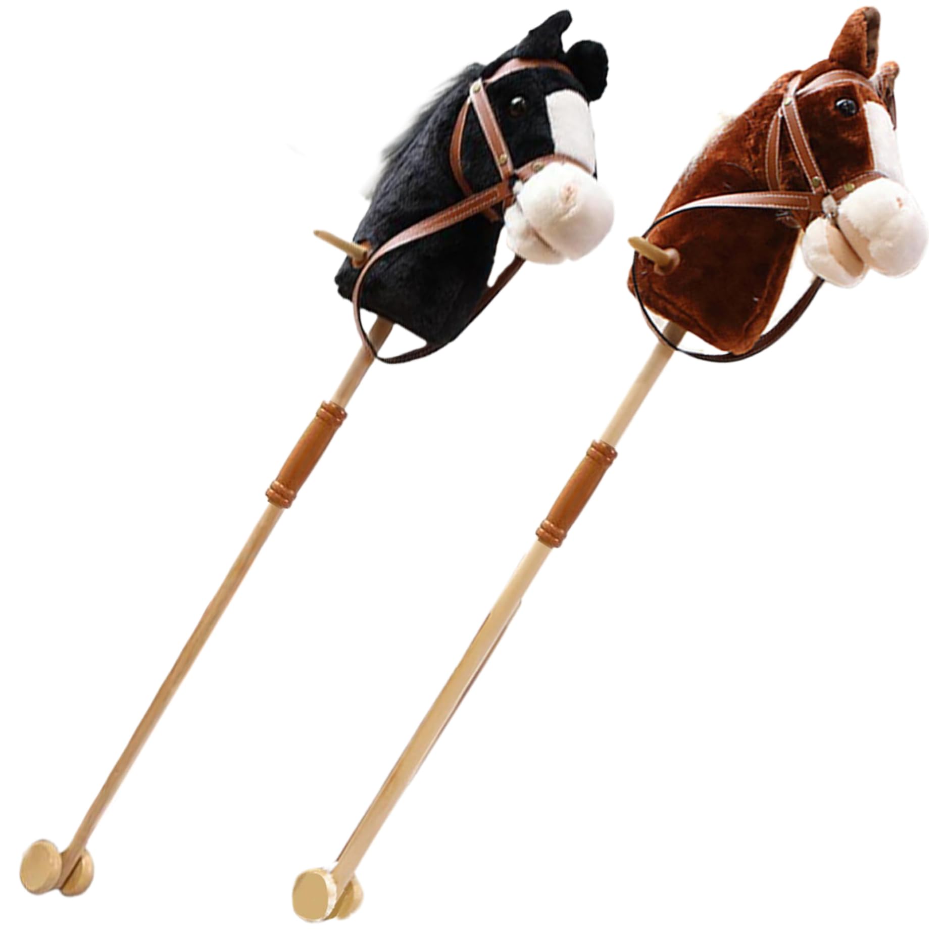 Caballo de palo con efectos de sonido realistas Peluche de 39" de alto Caballo de juguete para Halloween con ruedas y palo de madera Mango antideslizante Juguete para montar a caballo para niños Regal