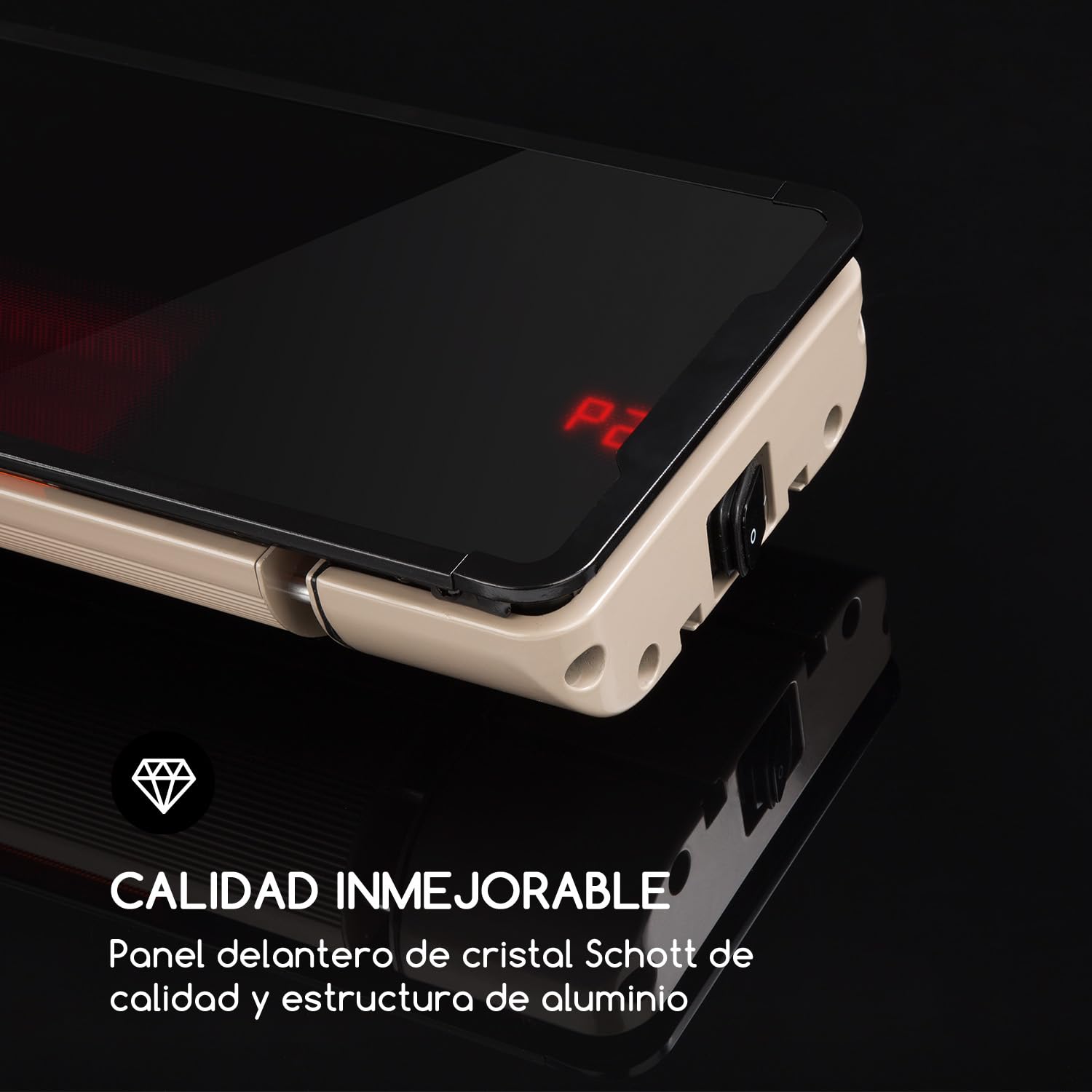 Blumfeldt Phantom - Radiador de Exterior, Calentador Radiante, Calor infrarrojo, Potencia 2 Niveles, Sistema IR-ComfortHeat, Temporizador de Apagado, Vidrio Schott, Aluminio