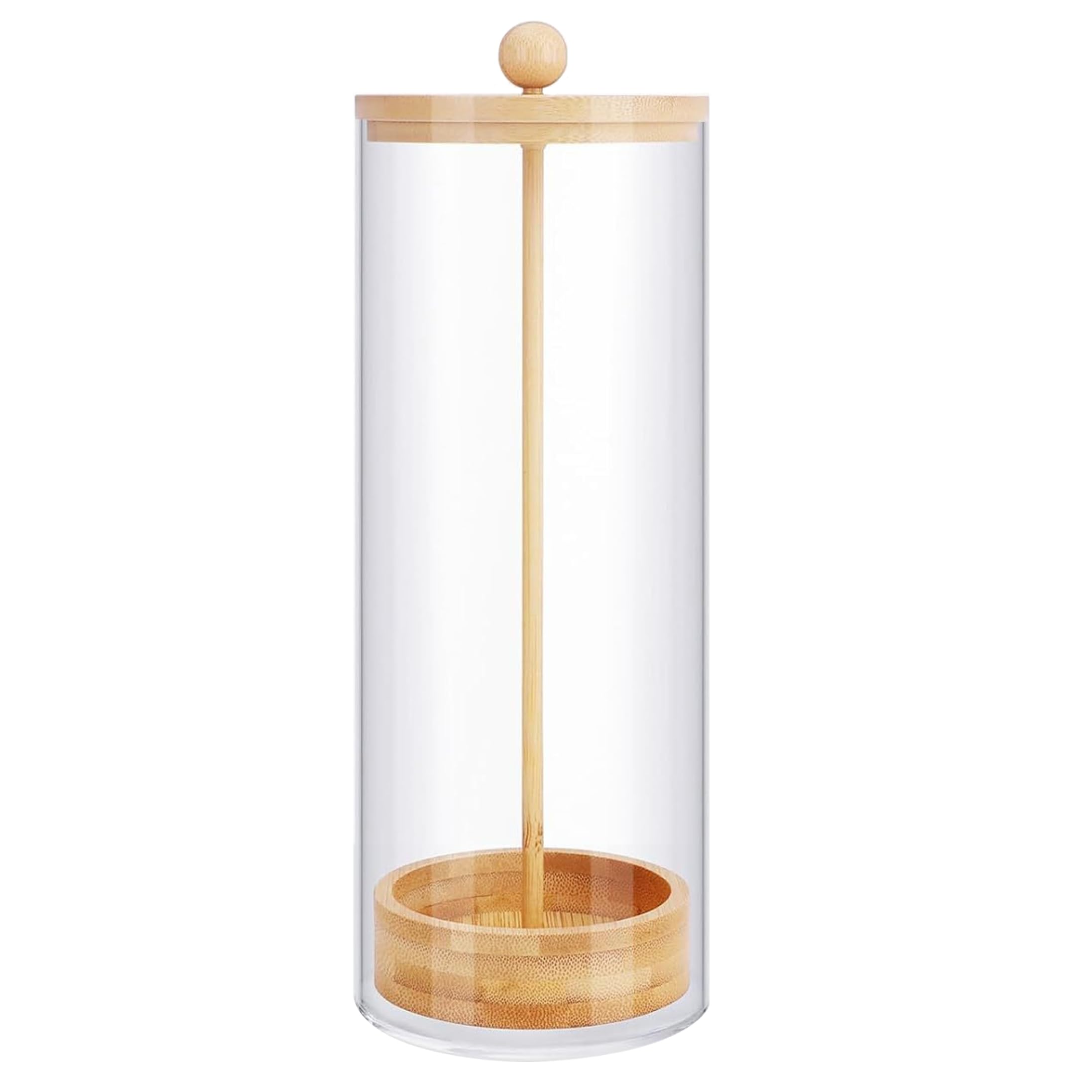 Dispensador de pajitas acrílico de 25x8 cm con tapa de bambú natural