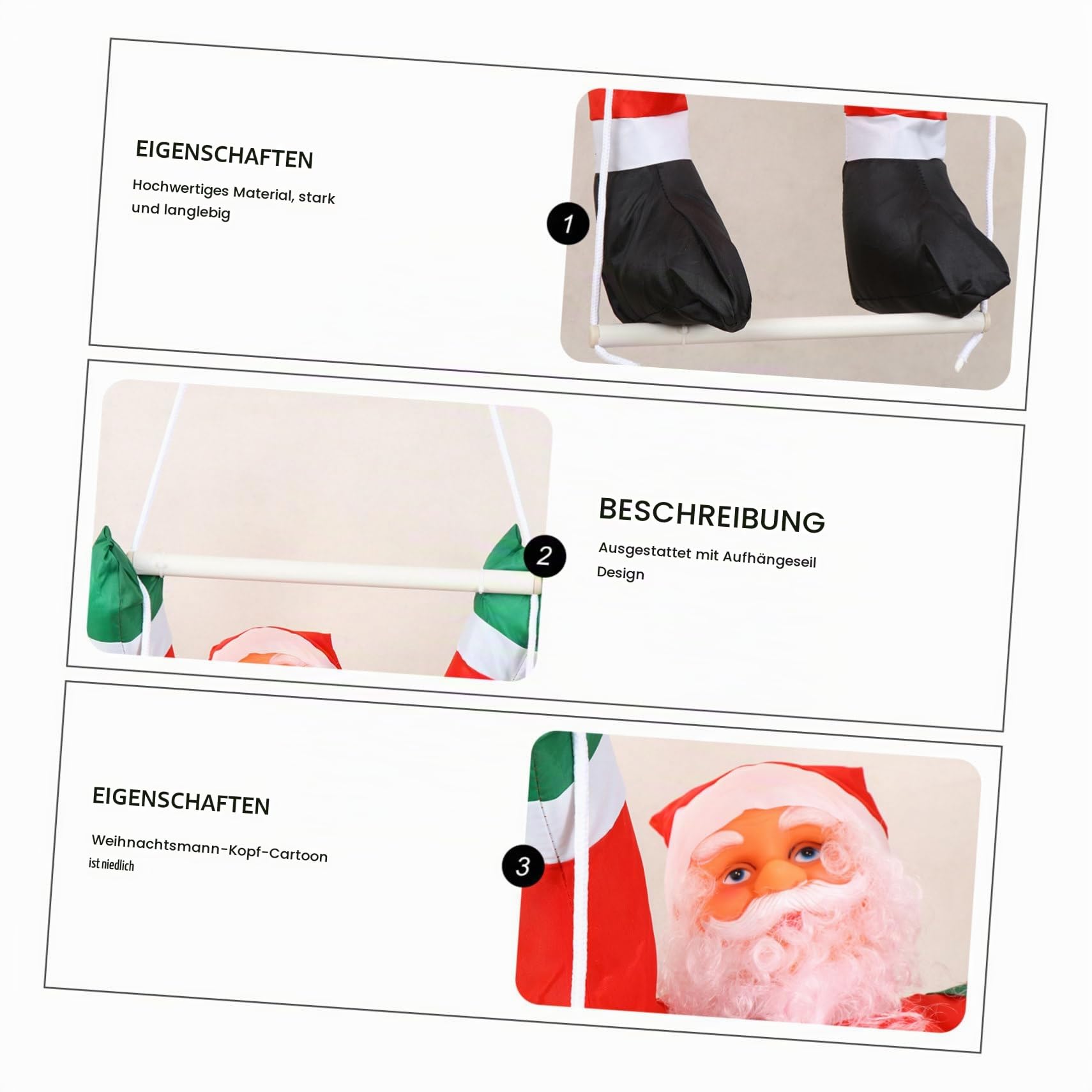 Weihnachtsmann Hängedeko mit Leiter Langlebig Sicher für Innen Außen Hotel Restaurant Weihnachtsdeko Party Festlich