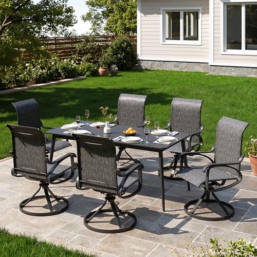 Image of LOUVIXA Patio Swivel Chair Set of 6, All-Weather Patio Swivel Rocking Chair, High Back Patio Dining Chairs for Backyard, Porch, Lawn, Garden(6, Dusky Gray)