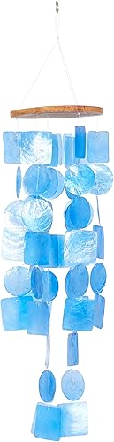 Deco 79 Capiz Shell - Campanilla de viento, 26 x 6 x 6 pulgadas, color azul