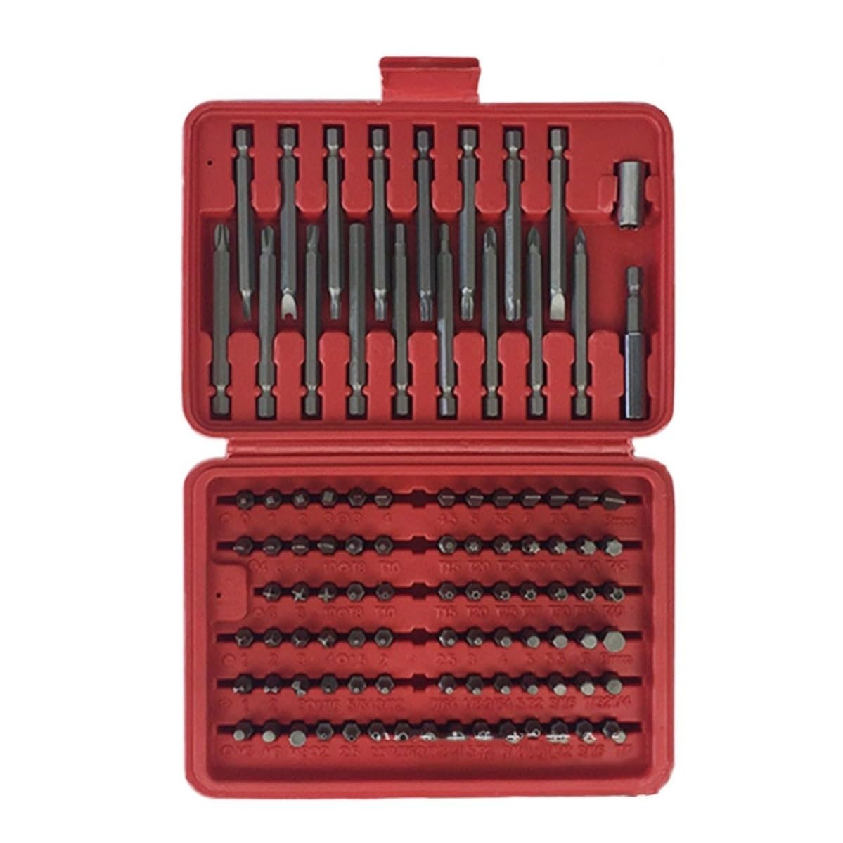 Ensemble D'embouts de Tournevis Résistance la Corrosion et Durabilité 98pcs Rouge en Métal Accessoires Inclus pour Usage Multifonctionnel à Domicile