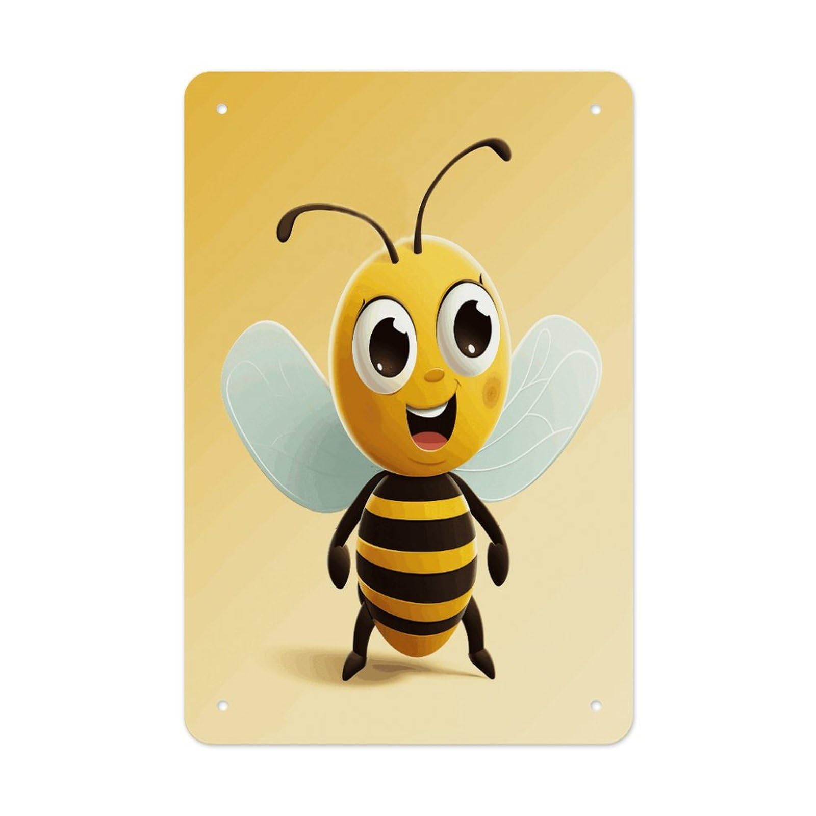 Cartoon Bee Metal Tin Sign Wall Decor Funny Retro Sign Weatherproof Metal Wall Art for Indoor Or Outdoor Retro Tin Signs for Kitchen Office Home Bar Decor 11.8 X 7.9 Inch