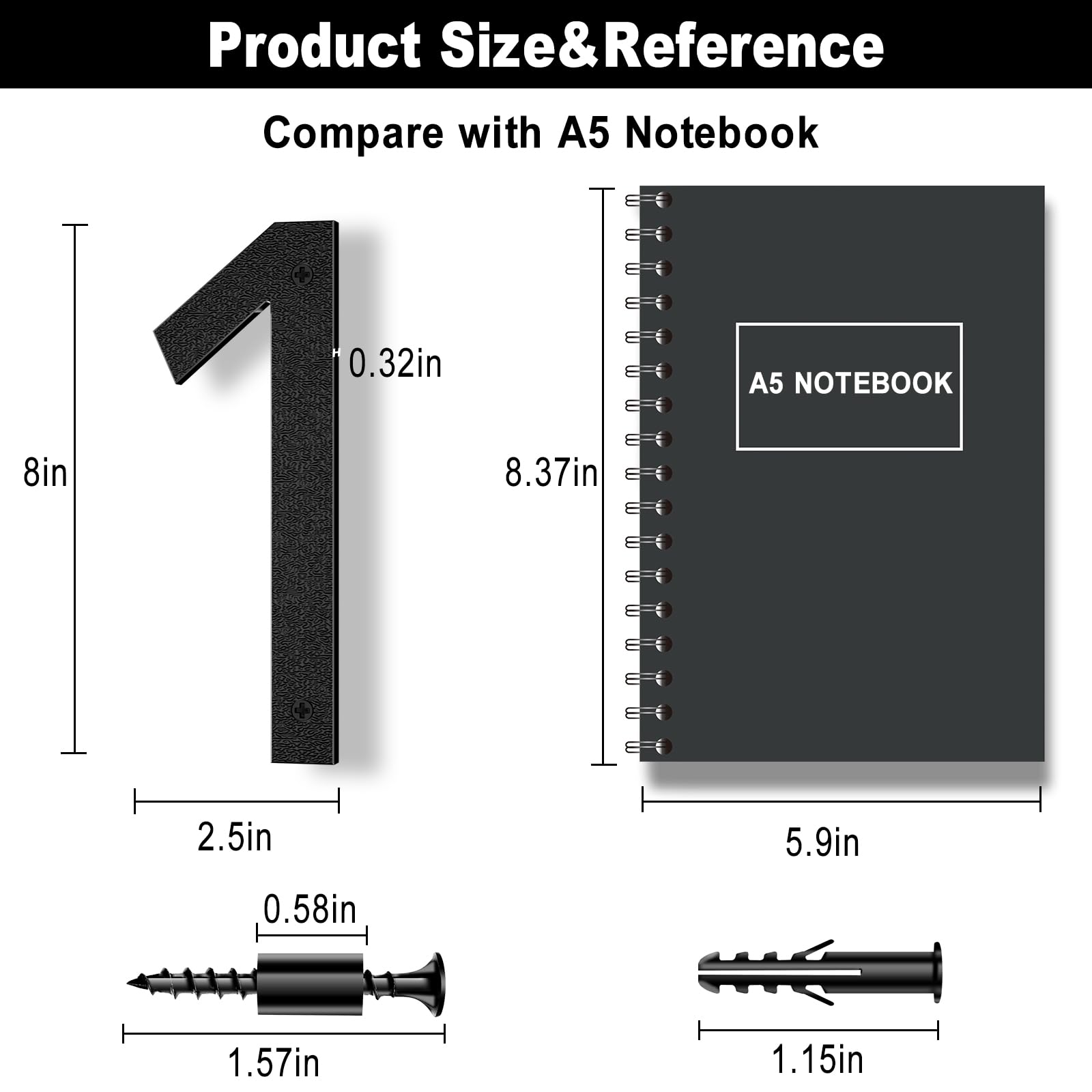Snapklik.com : IVERRA 8 Inch Large Floating House Numbers, Black Modern ...