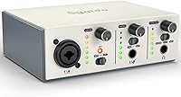 Synido USB C Audio Interface 2x2: 24-Bit/48kHz XLR Inputs, 48V Phantom Power for Podcasting, Streaming, Music Recording - Silver