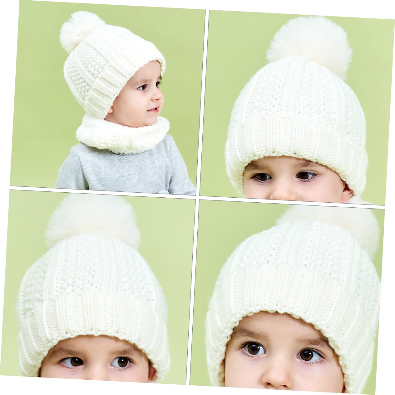 Berretto per Cappello di Pile Cappello Invernale per Neonato Cappello Invernale Lavorato a Maglia Calda Ragazza con Cappello a Maglia Ragazze Caldo Acrilico Bianca