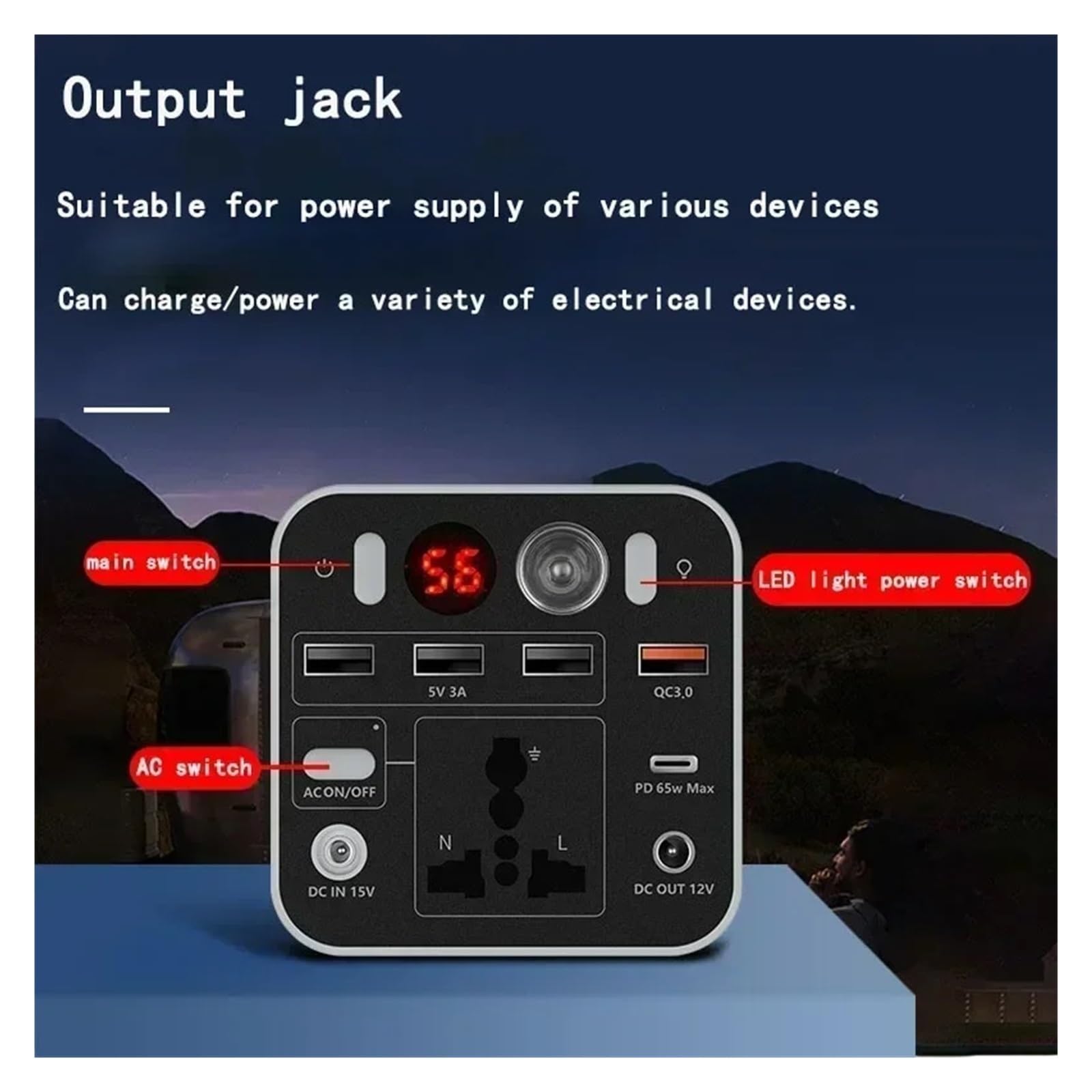 42000mAh Portable Puissance 150W Station Générateur Batterie AC DC Sortie Chargeur Extérieur Alimentation De Secours Externe Recharge Ultra Rapide