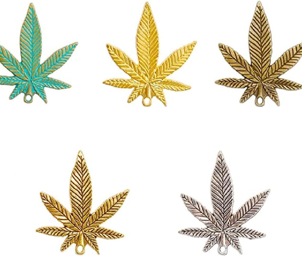 YEYULIN 50Pcs Maple Leaves Charms Leaf Fall Charms Pendants Mixed Color Leaf Vintage Alloy Tree Leaves for DIY Jewelry Crafts Birthday Party Gifts