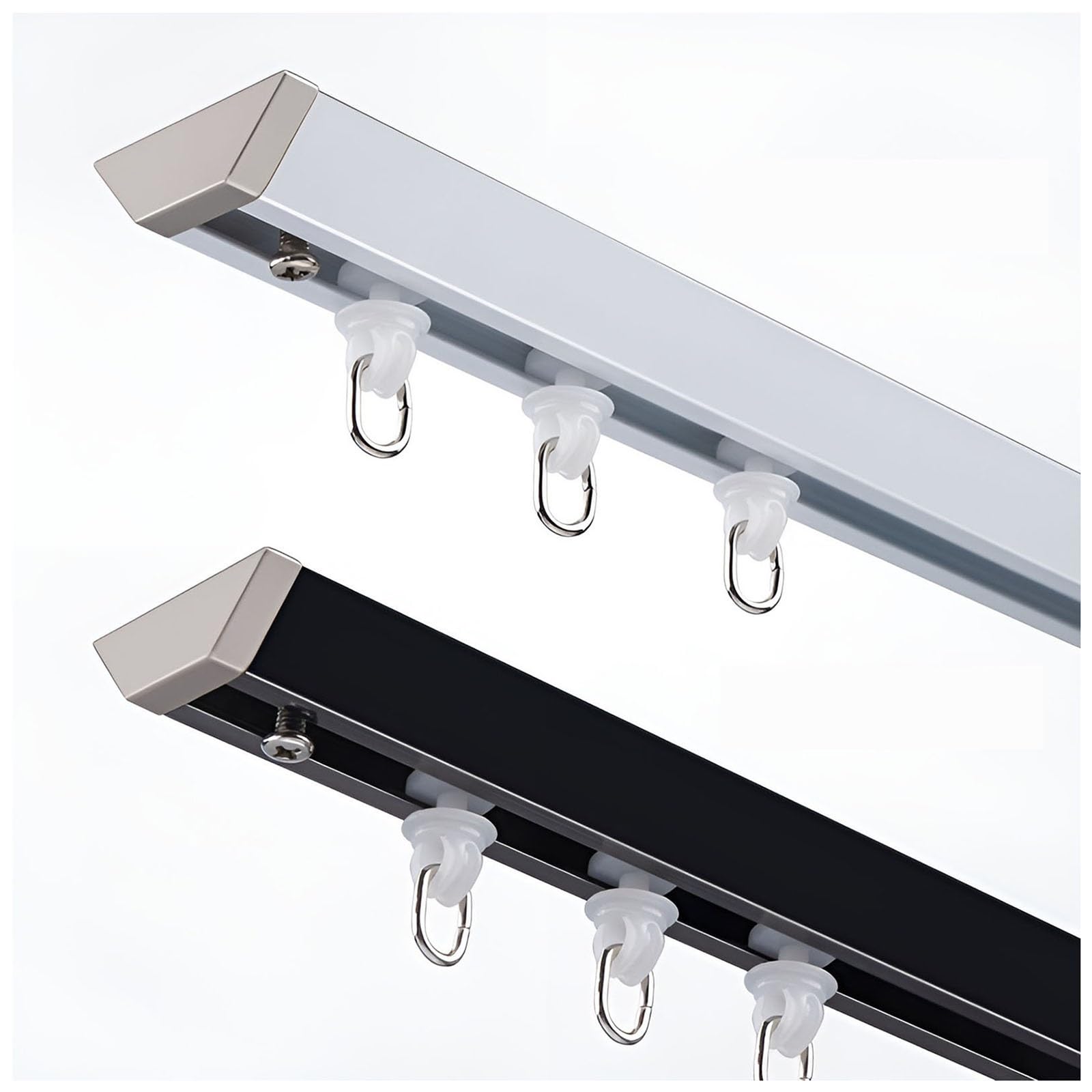 Cmjymx Black Silent Curtain Rail Ceiling Mount Aluminum Sliding Curtain Rod, Bedroom/Window/Hotel Drop Curtain Track Set With Pulley And Screws(,10.8Ft/330Cm)