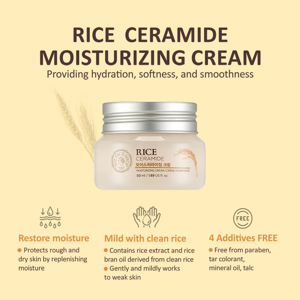 The Face Shop Rice&Ceramide Moisturizing Cream, 50 ml, White, 50 ml (Pack of 1) - Image 2