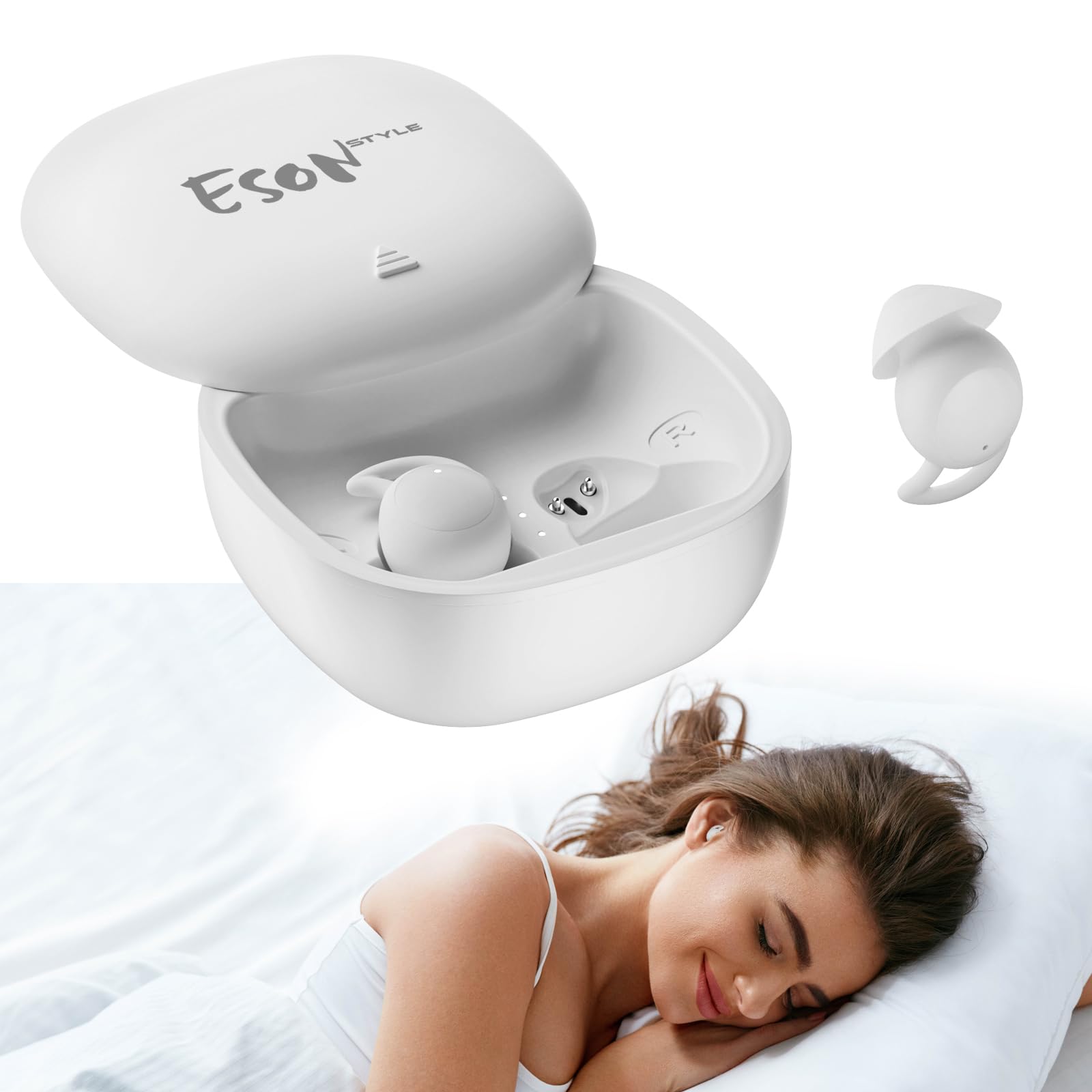 esonstyle Auriculares para Dormir Bluetooth 5.3, Auriculares Dormir con Reducción Pasiva de Ruido, Mini Cascos para Dormir Invisibles, IPX6, para Relajarse, Correr y Viajar