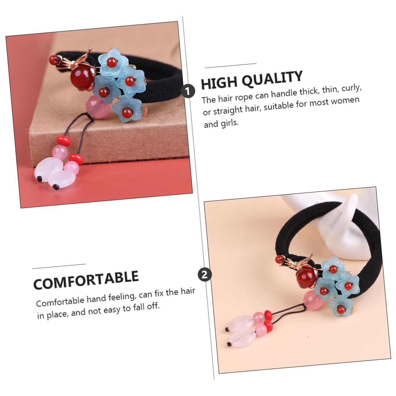 Beavorty 3stücke Vintage Haargummi Mit Agate Jade Design Retro Chinese Haarband Für Ponytail Zopf Stilvolles Haaraccessoire Für Alltag Partys Und Besondere Anlässe