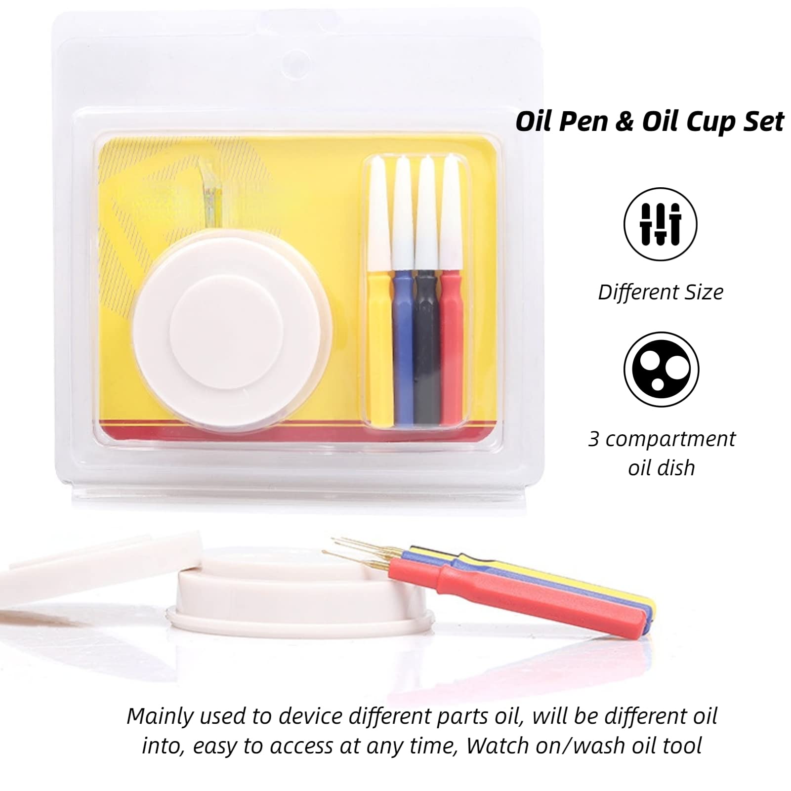 DAUERHAFT Watch Oiler Set,Professional Watch Oiler Set 1 Oil Cup 4 Oil Pen,Watchmaker Repair Tool,Watch Oil Tool Assortment Kit,for Watchmakers/Watch Repairing Workers