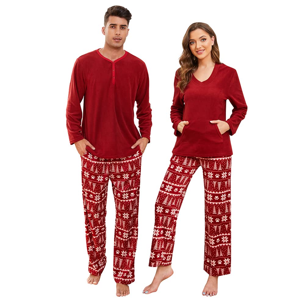 u2skiin Couple Pajama Sets, Plaid Pajama Set for Men and Women Soft Warm Pjs Set-picture-48