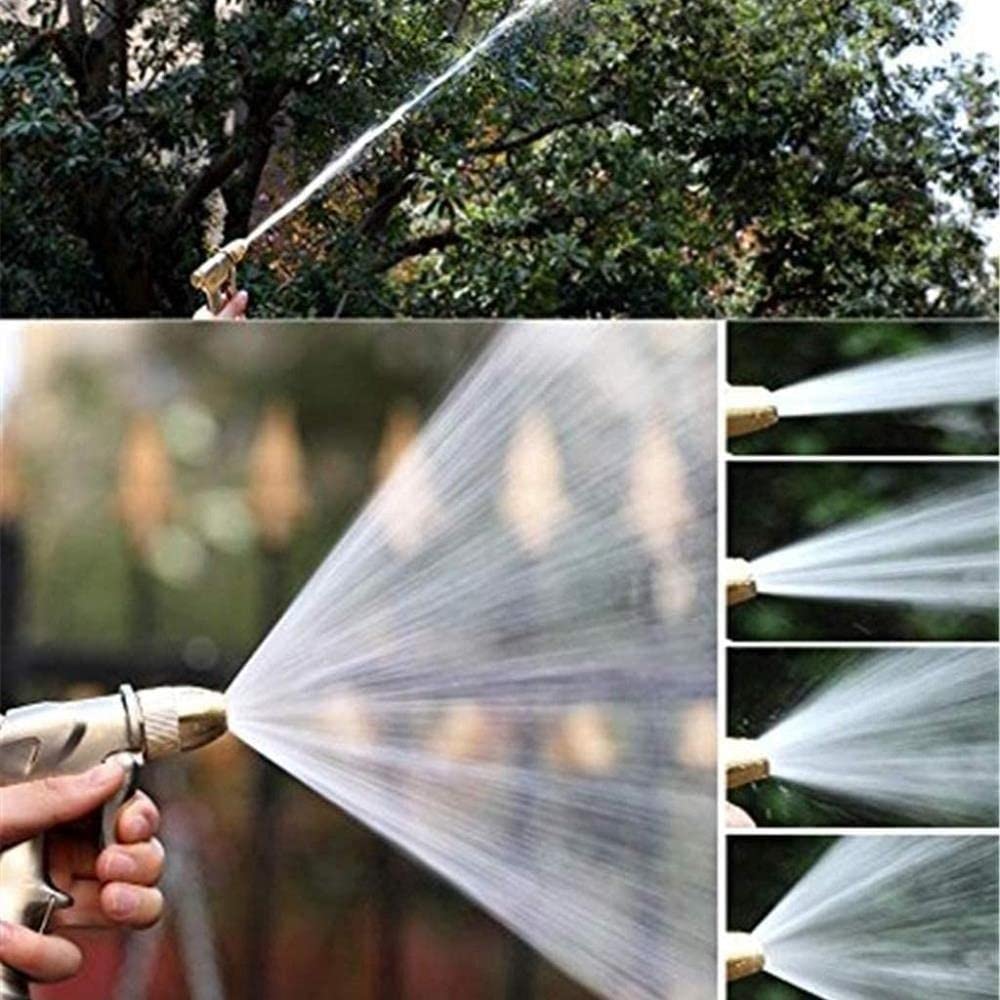 Pistola de pulverización de manguera de agua ajustable, pistola de pulverización de manguera de metal de alta presión con boquilla de latón