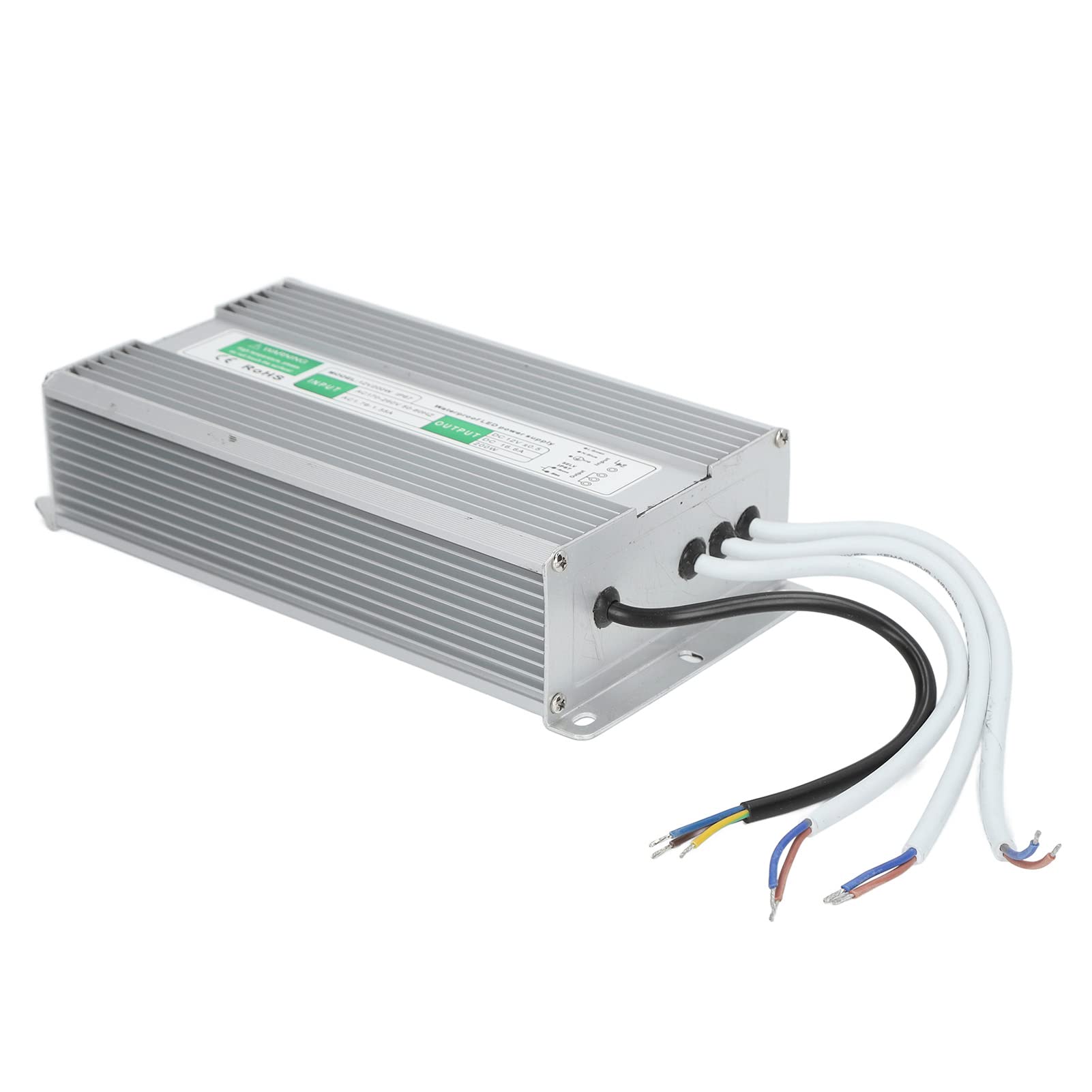 Ausla Zasilacz Sterownika LED, Aluminiowy Zasilacz LED IP67 200W 12V 16,6A, Przetwornica Stałego Napięcia z ochroną i Odprowadzaniem Ciepła do Taśm Oświetlenie Basenowe do Użytku Zewnętrznego
