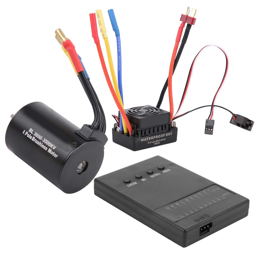 Moteur sans balais, 3650 3500KV Carte de Programme de Moteur sans balais 60A ESC Combo pour Voiture 1/10 RC