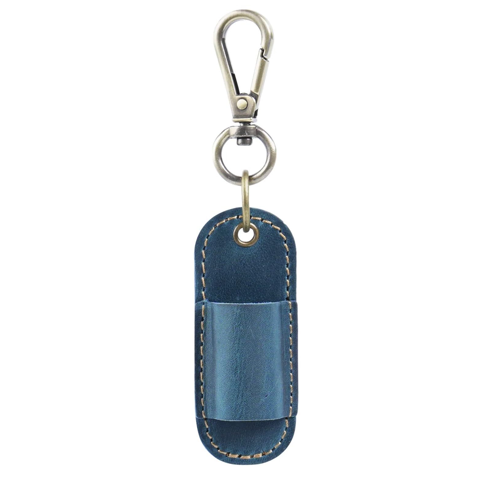 Ladfrtyu Blue Fountain Pen Holder Pen Holder With Keychain Clip Leather Portable Pencil Clip-On Bag For Office And Travel(Blue)