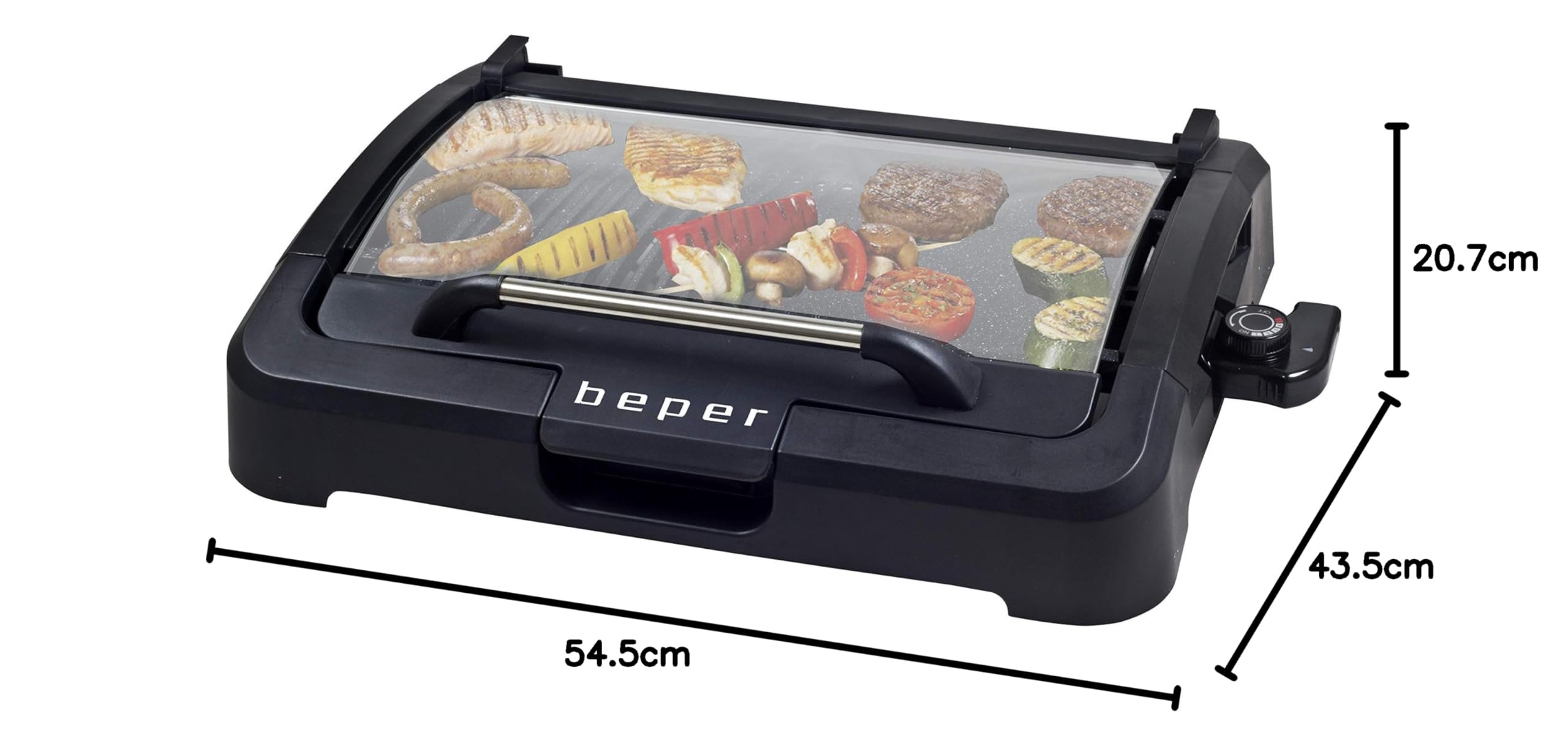 BEPER 90.871 Barbacoa con Tapa - Barbacoa Electrica , Parrillas Antiadherentes Extraíbles, 2200 W