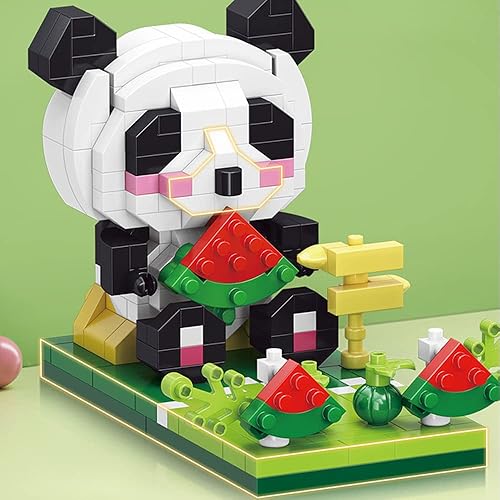 Miniatura 6 de Myweyde Bloques de construcción de panda, micro mini ladrillos panda rojo de bambúsandíacorazón, bloques de construcción de panda, juego de bloques