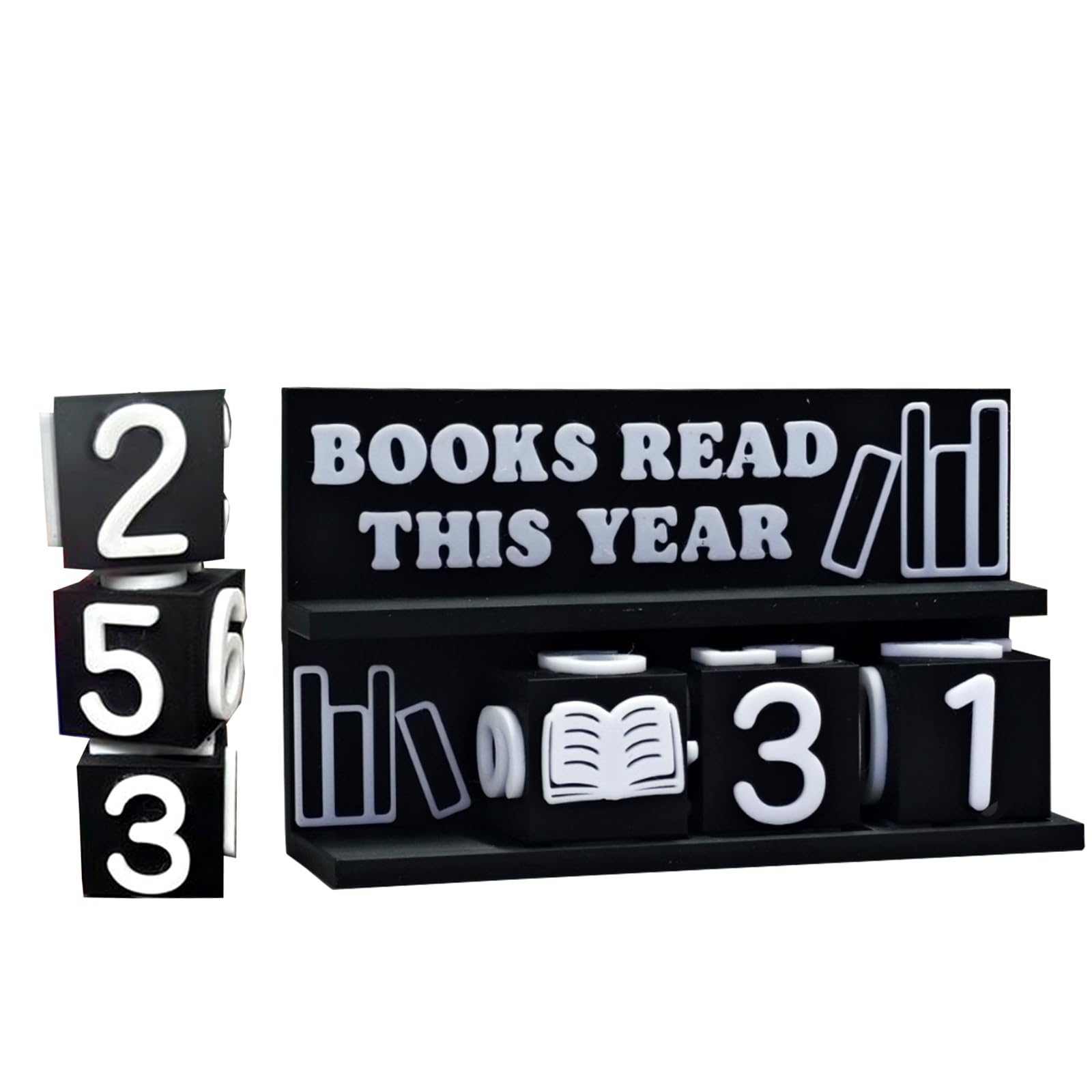Books Read This Year Tracker, 3D Printed Book Counter for Reading Goal Display, Book Counter Sign Up to 999 Books, Reading Challenge Gift for Readers, Teachers, Writers, and Library Lovers