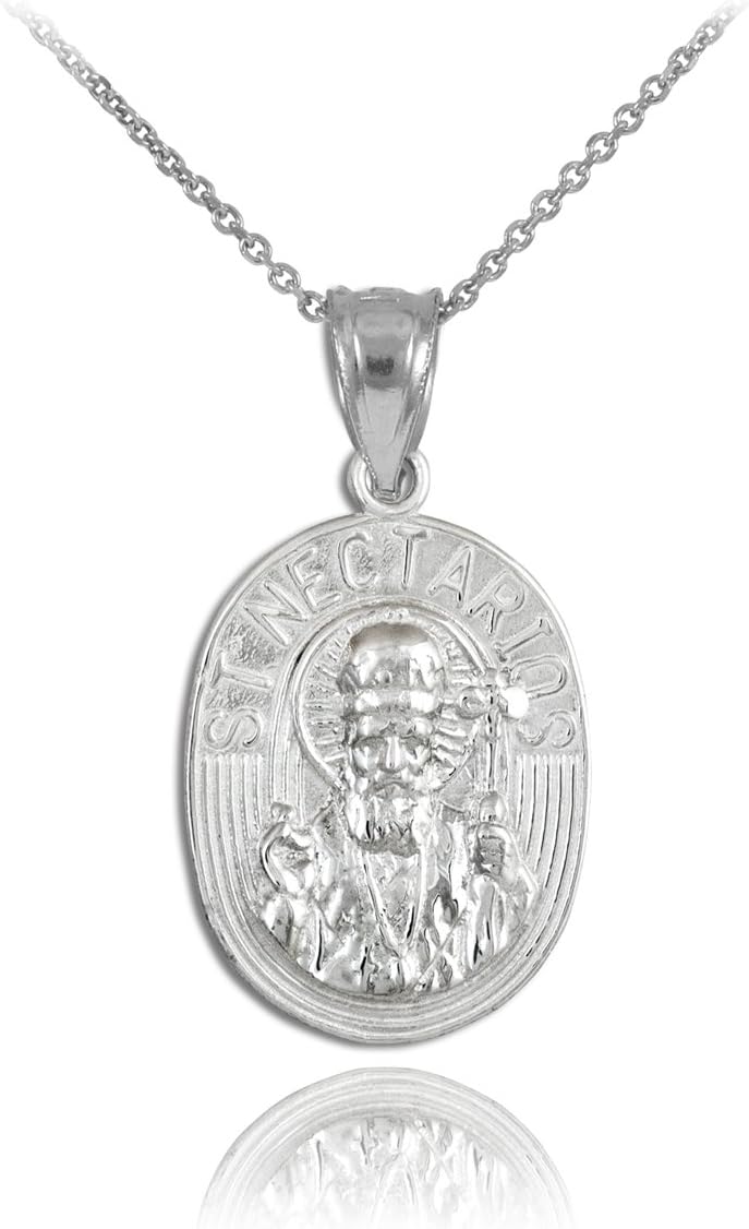 925 Sterling Silver Saint Nectarios of Aegina Medal Protection Pendant Necklace