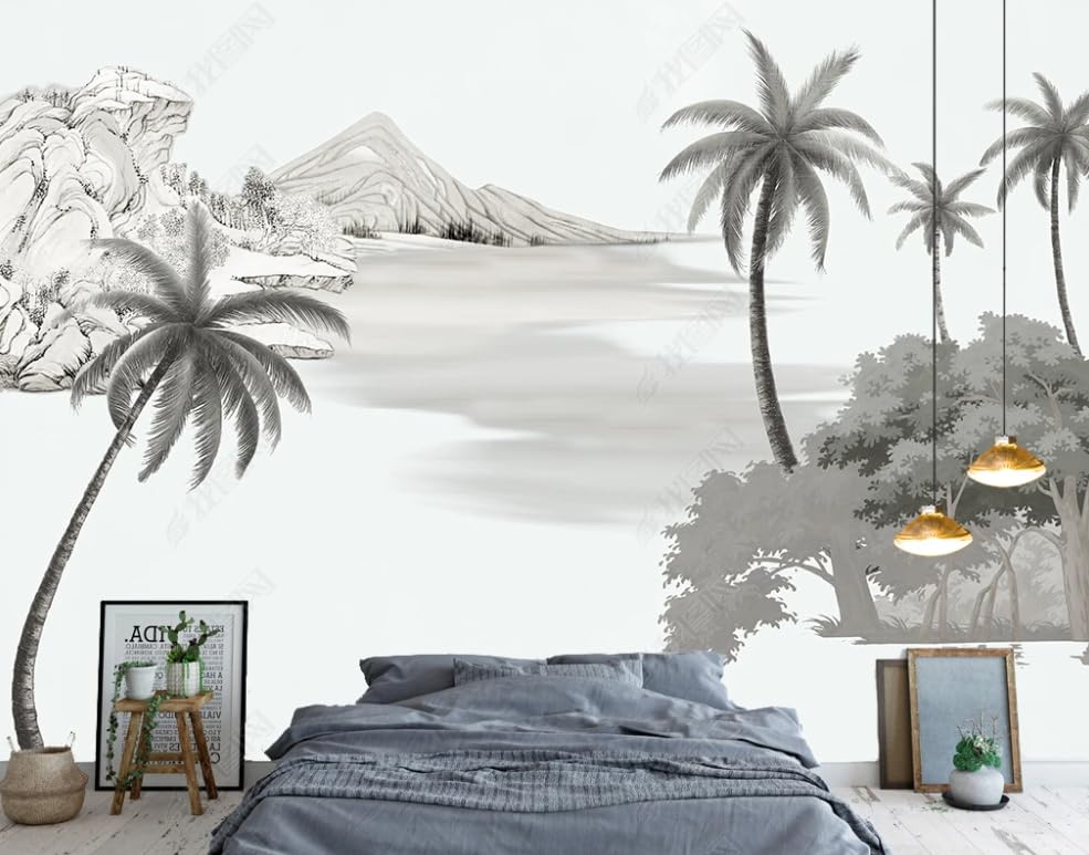 Papier peint intissé palmier pour rénover et habiller un grand mur abîmé