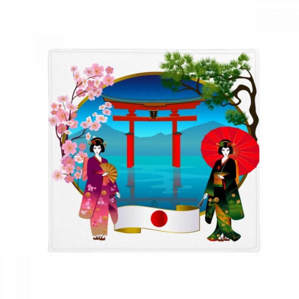 Tapis de sol carré 80 cm Kimono Fille Japon au design antidérapant haut de gamme