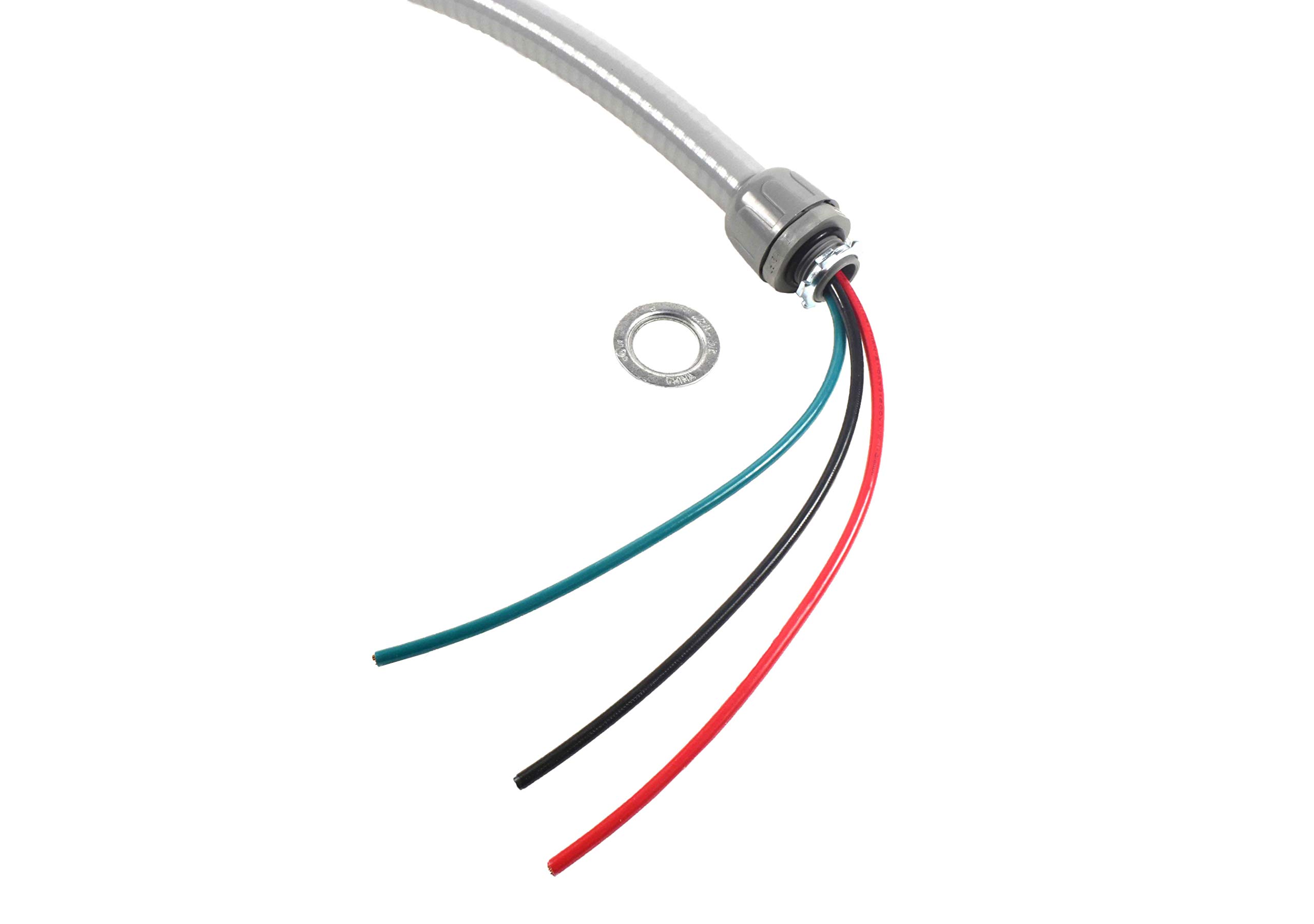 HQRP 6 Fuß 10-AWG 3-Leiter nichtmetallische flüssigkeitsdichte A/C-Peitsche Flexible elektrische Leitung 10-Gauge-Draht 1/2-Zoll, UL-gelistet