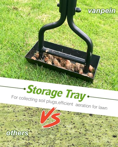 image for vanpein Lawn Aerator Garden Tool with Soil Core Tray, 38” Manual Gra